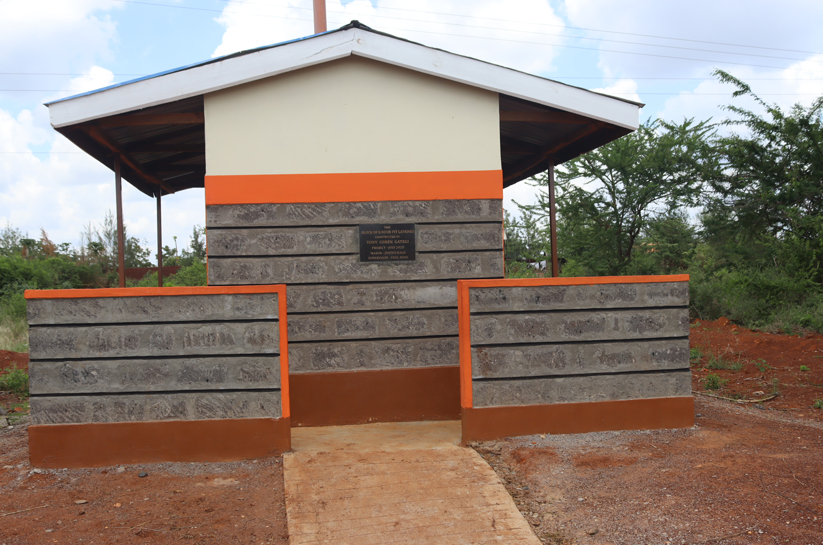 6 door pit latrine for Pupils at Kiangeni Primary School.