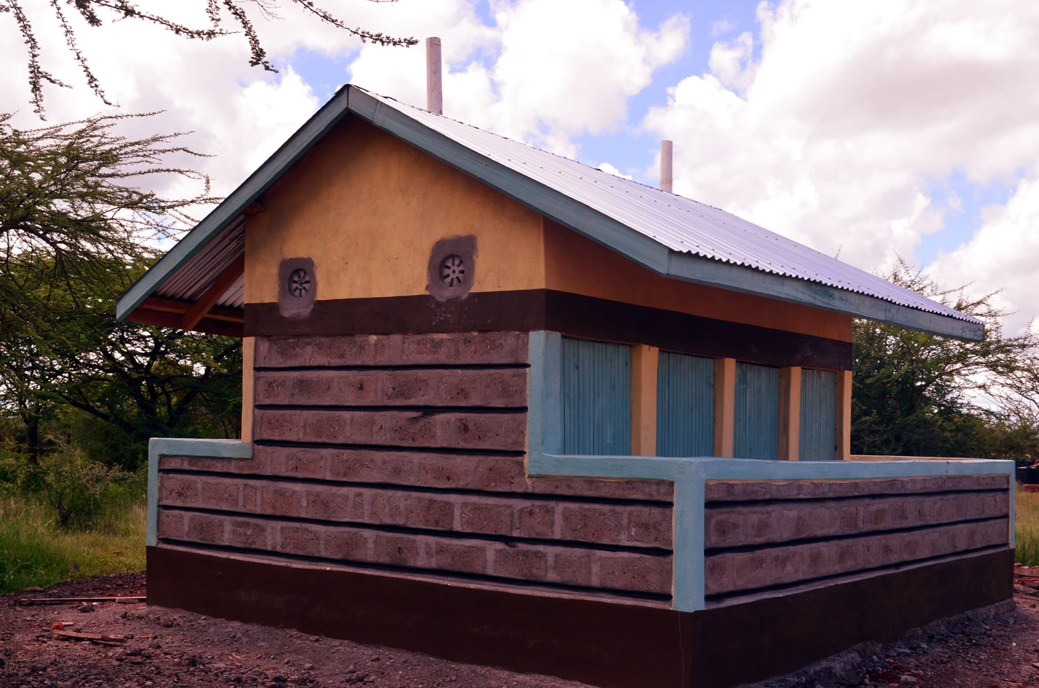 A block of 8 pit door latrine at Kathiiani primary school