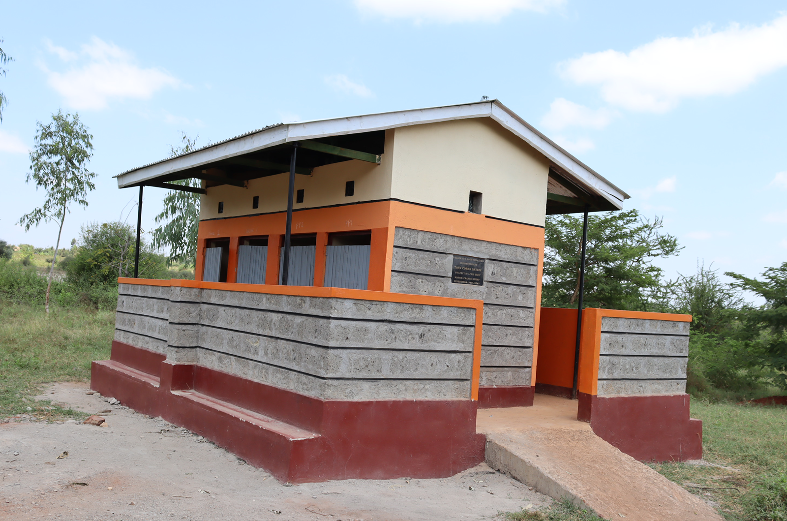 A complete block of 8 door pit latrine for girls at Gikuru Primary School