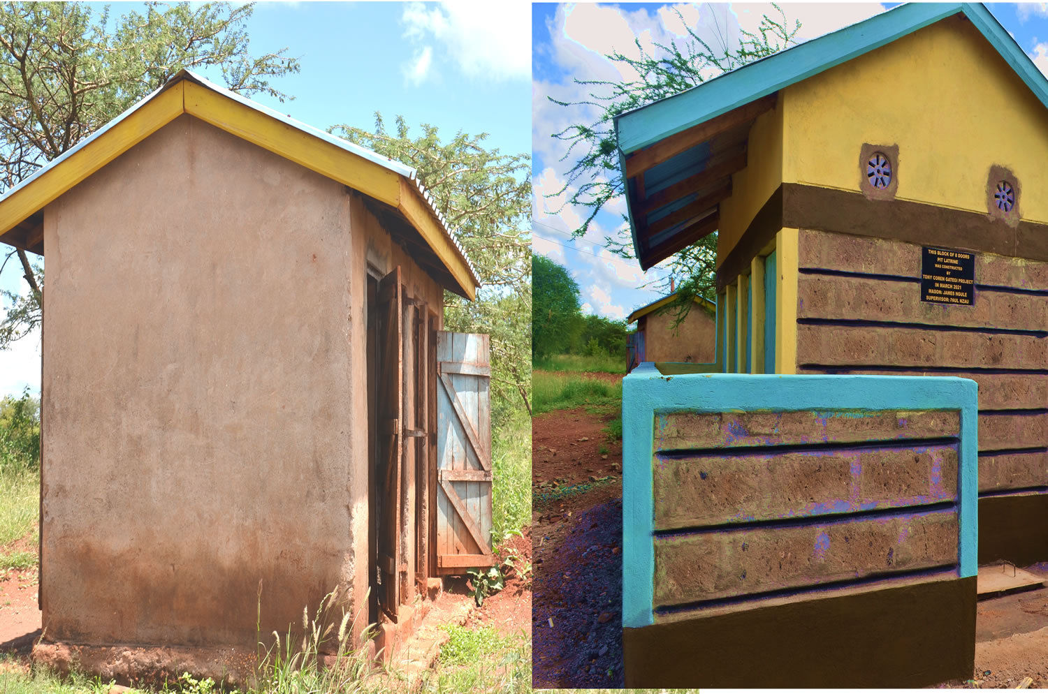 Old & New condition of pit latrine at Musingini Primary School