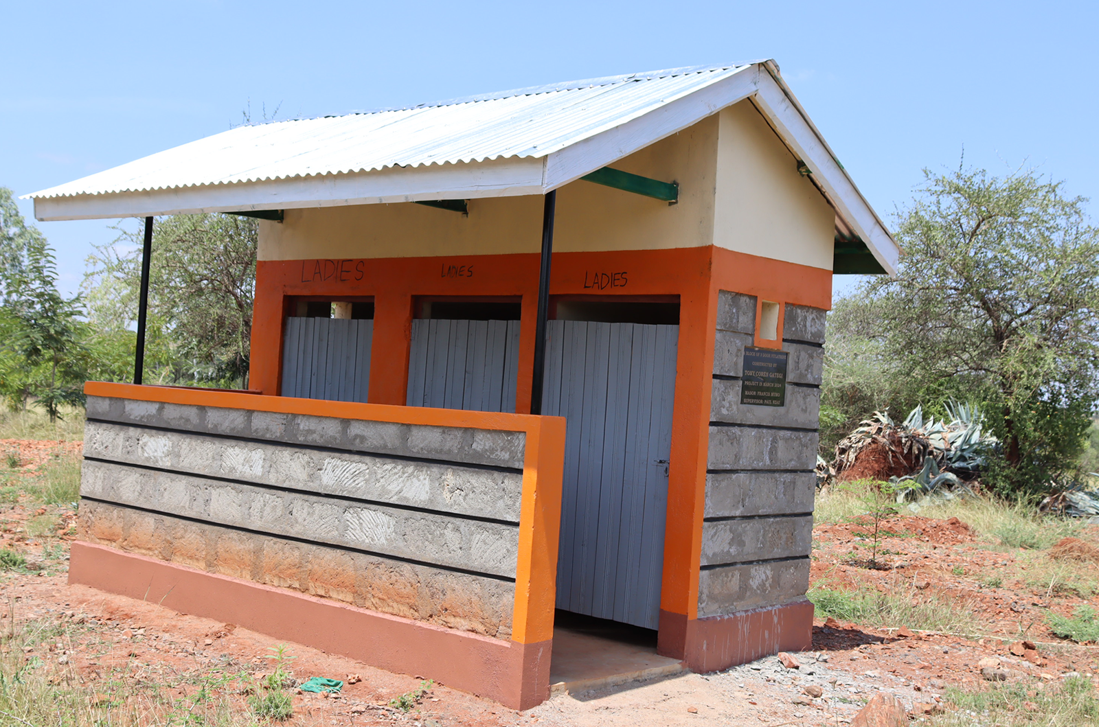 complete 2 blocks of 3 door pit latrines for both girls and boys at Katuanyaga Primary  School