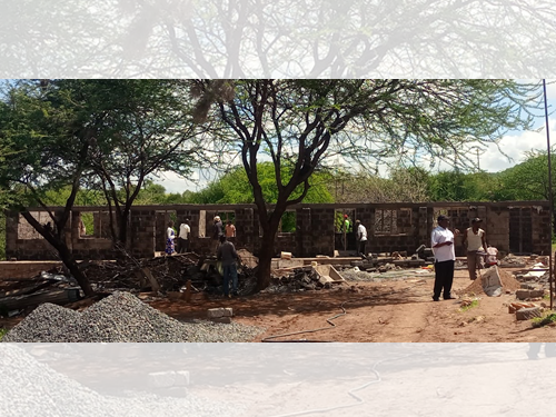 Ongoing construction of 6 door classrooms at CCM NDUNE primary school